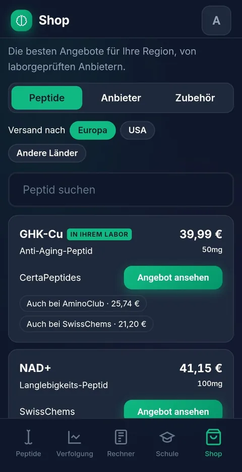 Shop: bestes Angebot pro Zone
